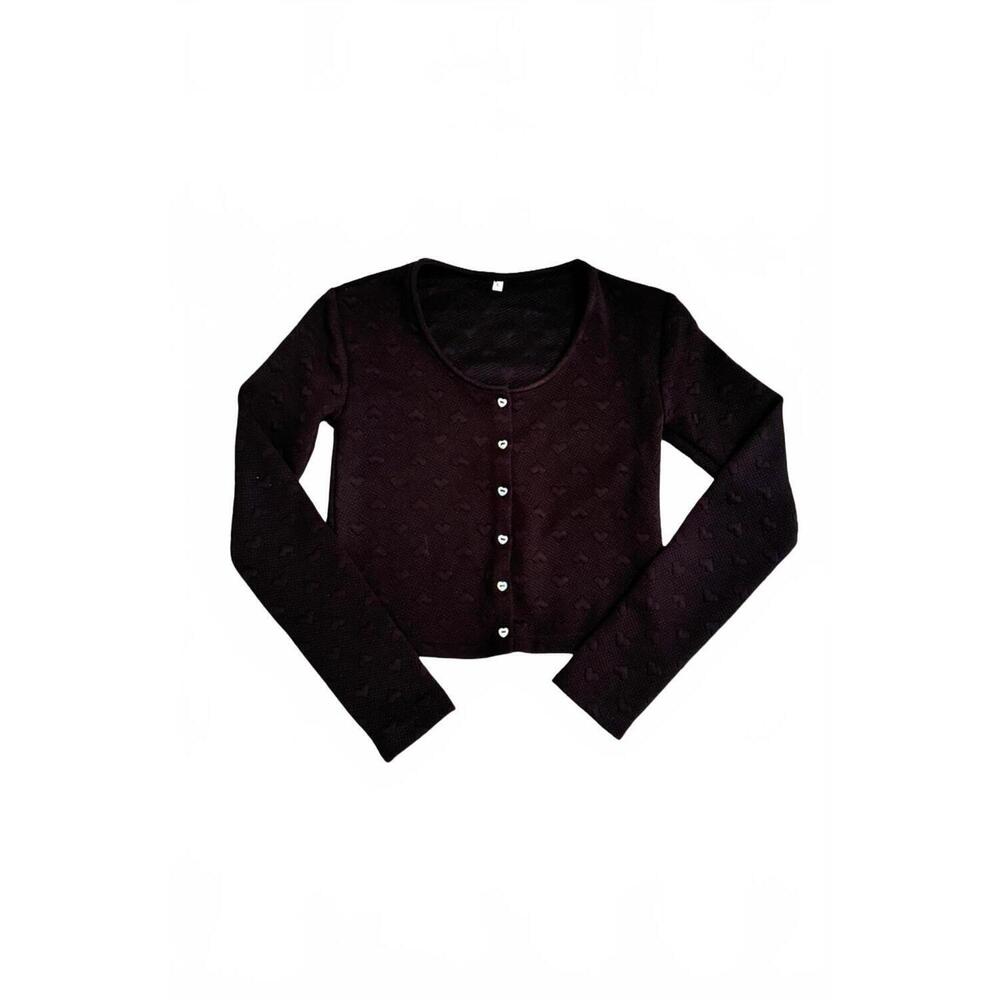 NEW THEME girl's tali puff heart cardigan in black
